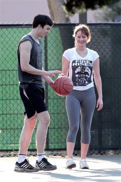 Jennifer Lawrence and boyfriend Nicholas Hoult were spotted playing 