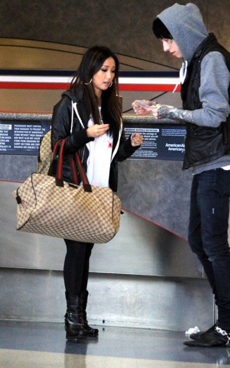 Trace Cyrus and Brenda Song were spotted at Los Angeles International 