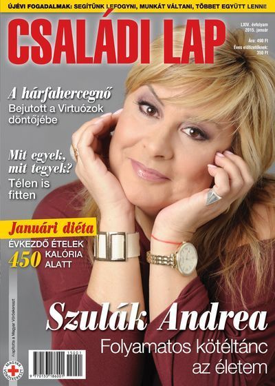Andrea Szulák Családi Lap Magazine January 2015 Cover Photo Hungary 