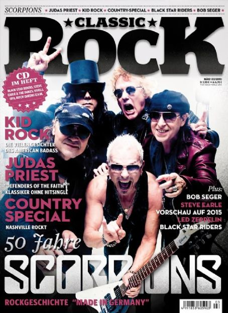 Matthias Jabs, Klaus Meine, James Kottak, Rudolf Schenker - Classic Rock Magazine Cover [Germany] (March 2015)
