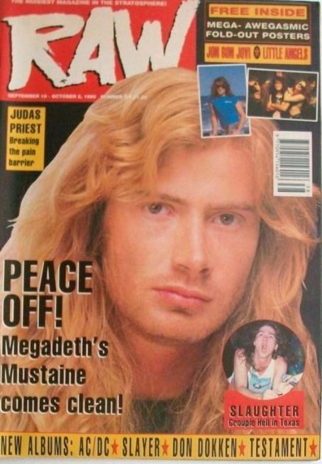 Dave Mustaine, Raw Magazine 19 September 1990 Cover Photo - United Kingdom