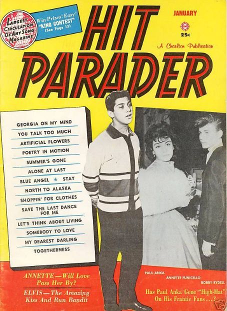 Paul Anka, Annette Funicello, Bobby Rydell - Hit Parader Magazine Cover [United States] (January 1961)