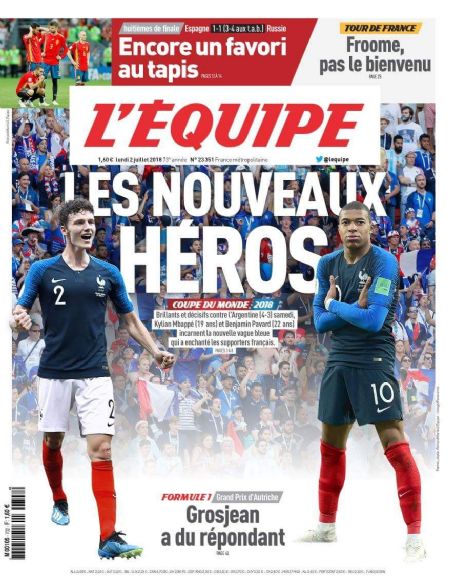 Kyllian Mbappe Lottin L Equipe Magazine 02 July 2018 Cover Photo France