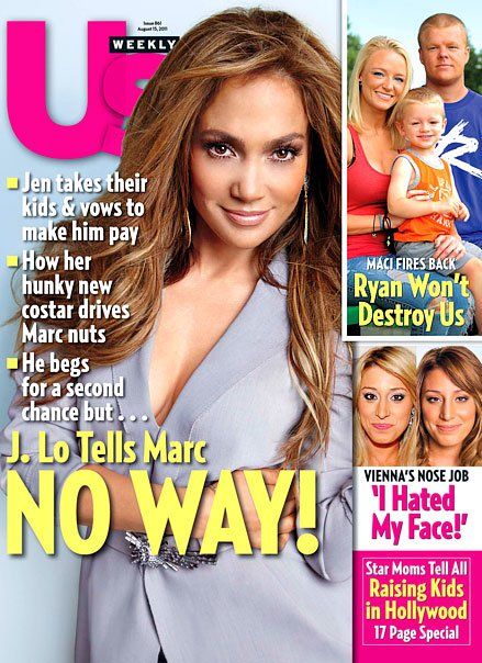 Jennifer Lopez Us Weekly Magazine 15 August 2011 Cover Photo United