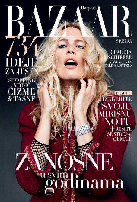 Claudia Schiffer, Harper's Bazaar Magazine October 2014 Cover Photo ...