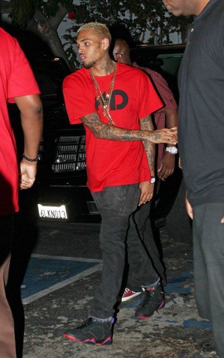 Chris Brown leaving the Greystone Manor Nightclub in Los Angeles ...