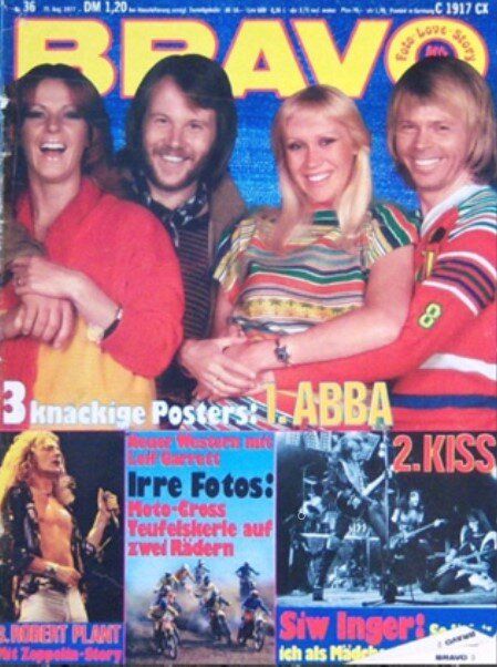 Agnetha Fältskog, Robert Plant, ABBA, KISS, Bravo Magazine August 1977 ...