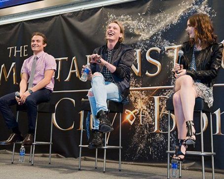 Kevin Zegers, Jamie Campbell Bower, and Lily Collins at the Mall of America promoting 