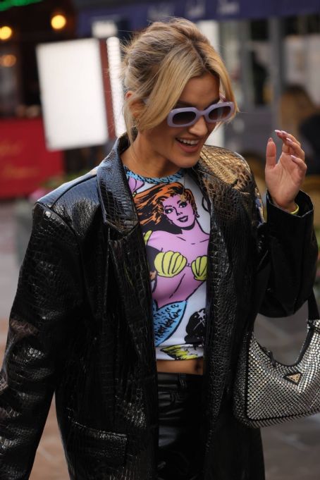 Ashley Roberts – In vinyl leather trouser suit and cartoon top at Heart