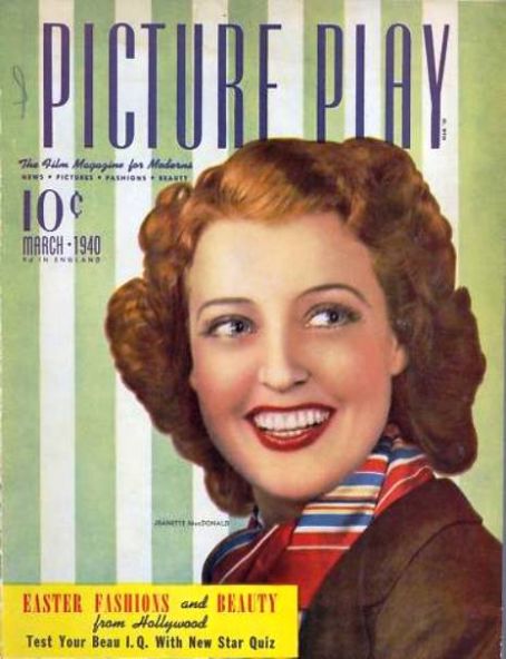 Jeanette MacDonald, Picture Play Magazine March 1940 Cover Photo ...
