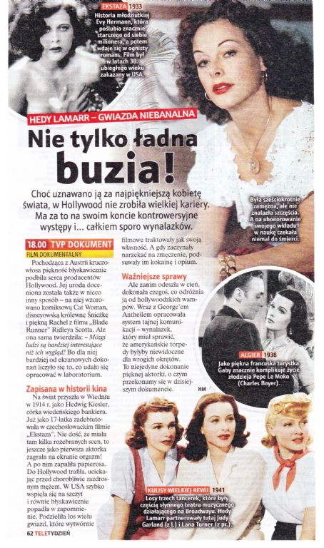 Hedy Lamarr - Tele Tydzień Magazine Pictorial [Poland] (6 May 2022)