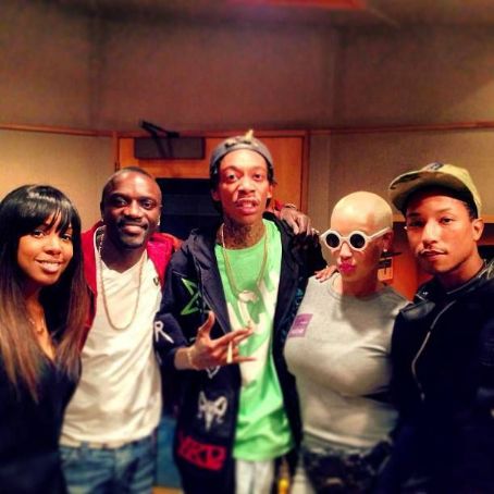 Amber Rose, Wiz Khalifa, Kelly Rowland, Akon, and Pharrell in the Studio in Los Angeles, California - March 22, 2013