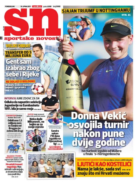 Donna Vekić - Sportske Novosti Magazine Cover [Croatia] (19 June 2017)