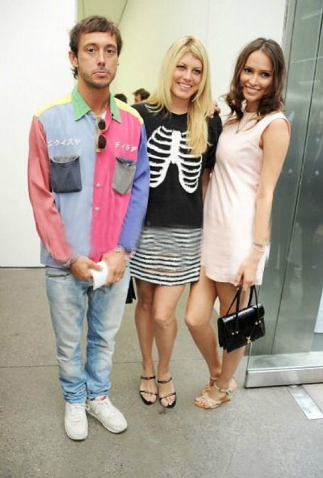 Dan Macmillan, Meredith Ostrom and Sasha Volkova attend a private viewing of artists Jake and Dinos Chapman's new exhibit 'Jake or Dinos Chapman' at White Cube Gallery on July 14, 2011 in London, England