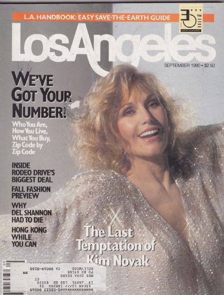 Kim Novak, Los Angeles Magazine September 1990 Cover Photo - United States