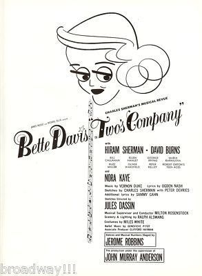 Two's Company 1952 Original Broadway Cast Starring Bette Davis