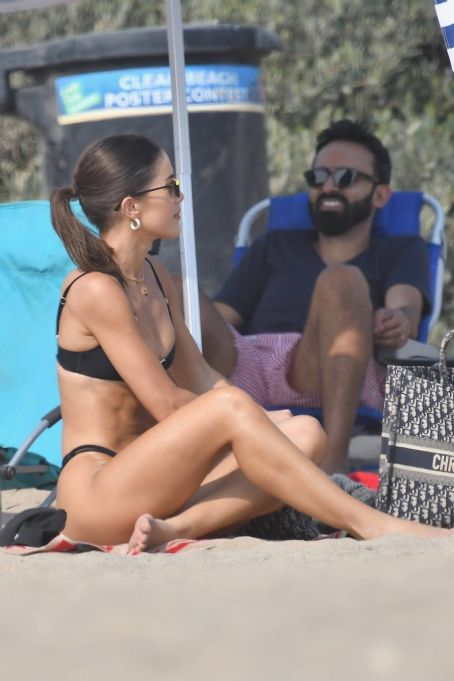Camila Coelho Stuns in a Black Bikini at the Beach With Friends, camila  coelho