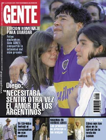 Diego Armando Maradona Dalma Maradona Giannina Maradona Gente Magazine 12 November 2001 Cover Photo Argentina