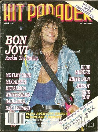 Jon Bon Jovi, Hit Parader Magazine April 1989 Cover Photo - United States