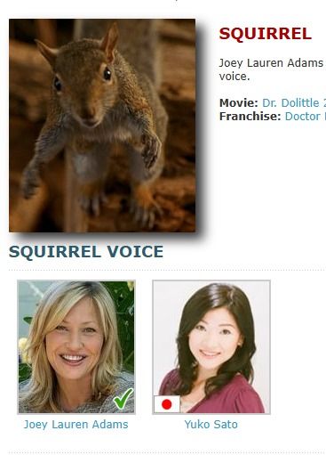 Dr. Dolittle 2, Squirrel, Joey Lauren Adams, Yuko Sato