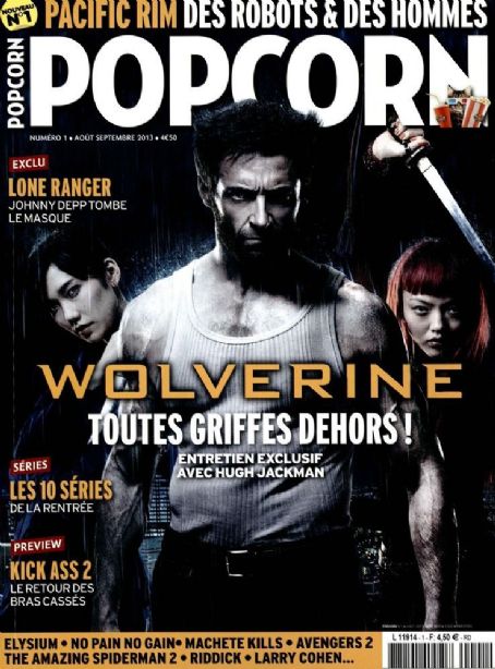 Tao Okamoto, Hugh Jackman, Rila Fukushima - Popcorn Magazine Cover [France] (August 2013)