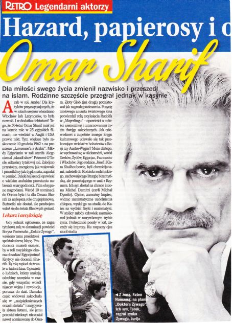 Omar Sharif - Retro Magazine Pictorial [Poland] (August 2015)