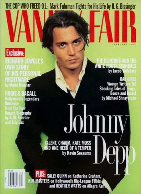 Johnny Depp, Vanity Fair Magazine February 1997 Cover Photo - United States