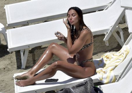Madalina Ghenea – In a leopard print bikini at the beach in Portofino