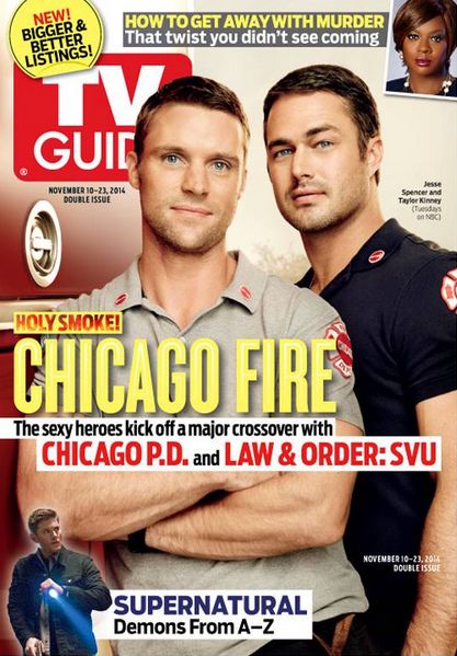 Taylor Kinney, Jesse Spencer, Chicago Fire - TV Guide Magazine Cover [United States] (10 November 2014)