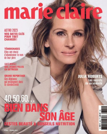 Julia Roberts, Marie Claire Magazine February 2023 Cover Photo - France