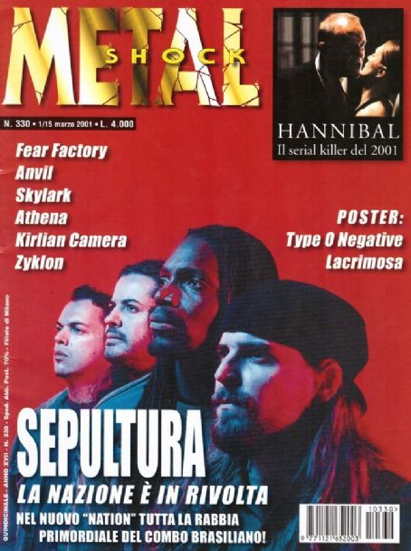 Igor Cavalera Andreas Kisser Sepultura Derrick Green Paulo Jr Metal Shock Magazine March 01 Cover Photo Italy