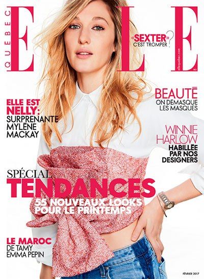Mylène MacKay, Elle Quebec Magazine February 2017 Cover Photo - Canada