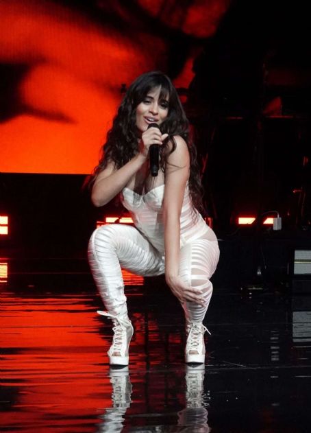 Camila Cabello in White Cutout Catsuit – Performs for Verizon Up at The ...