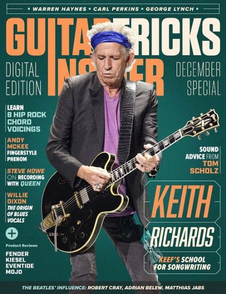 Keith Richards, Guitar Tricks Insider Magazine January 2017 Cover Photo ...