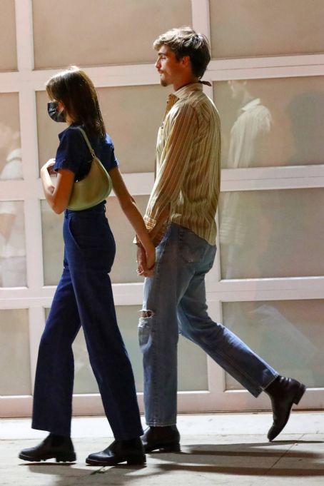 Kaia Gerber – With Jacob Elordi holding hands while out for dinner in Los Angeles