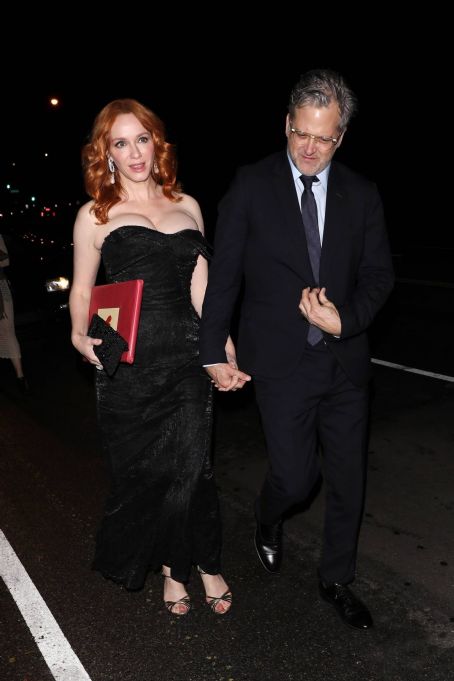 Christina Hendricks – With her beau George Bianchini on a holiday party in Brentwood