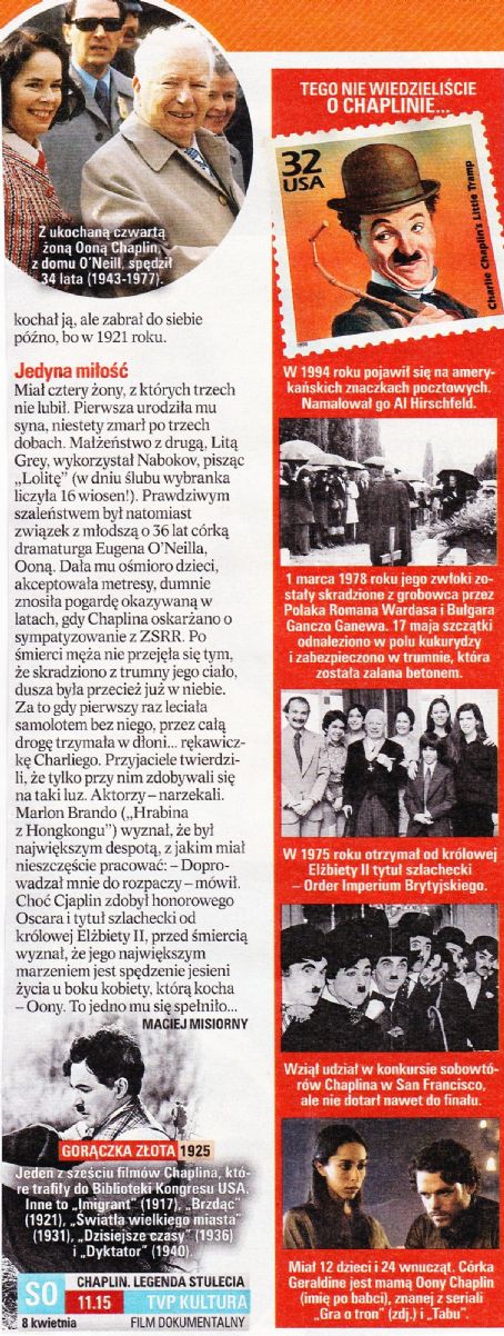 Charlie Chaplin - Tele Tydzień Magazine Pictorial [Poland] (7 April 2017)