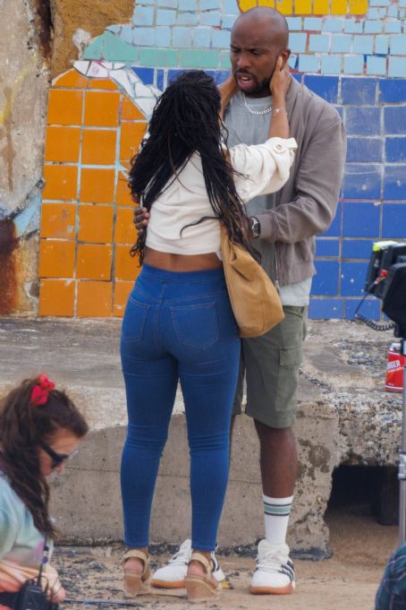 Lily Allen – With Freema Agyeman on set of Dreamland in Margate