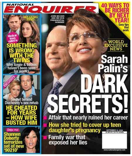 Sarah Palin, National Enquirer Magazine 15 September 2008 Cover Photo ...