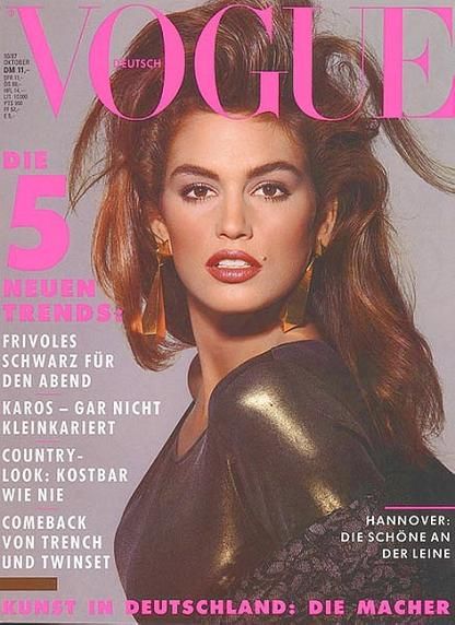 Cindy Crawford, Vogue Magazine October 1987 Cover Photo - Germany
