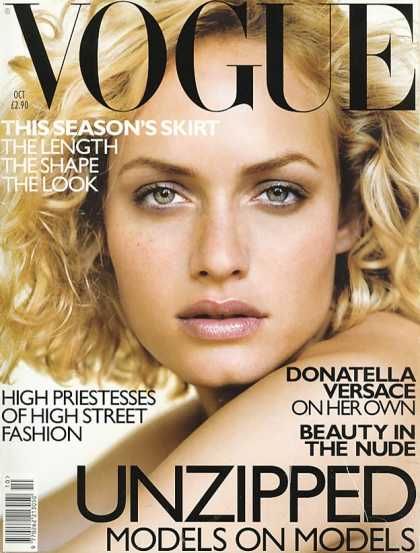 Amber Valletta, David Sims, Vogue Magazine October 1998 Cover Photo ...