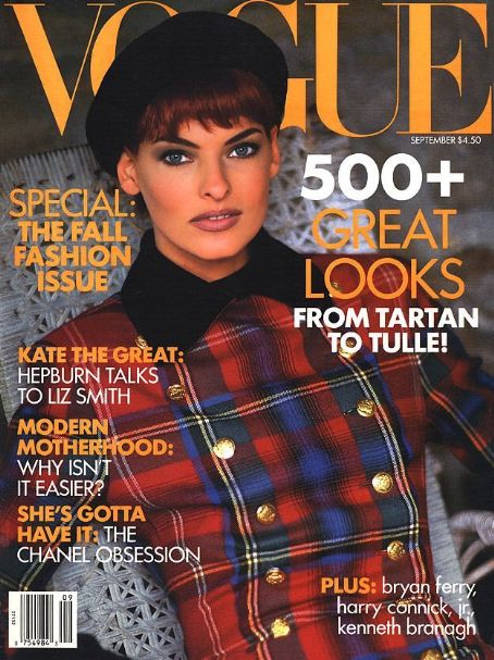 Linda Evangelista, Vogue Magazine September 1991 Cover Photo - United ...