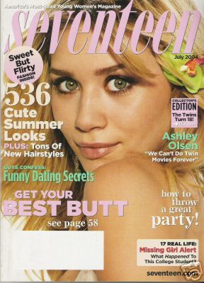 Ashley Olsen, Seventeen Magazine July 2004 Cover Photo - United States