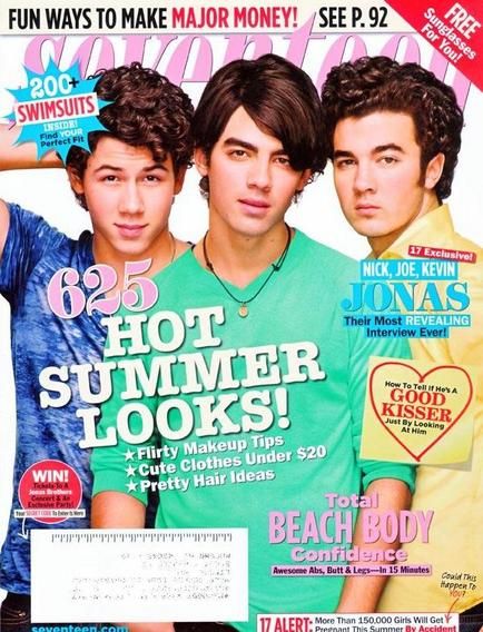 Joe Jonas, Nick Jonas, Kevin Jonas, Seventeen Magazine June 2009 Cover ...