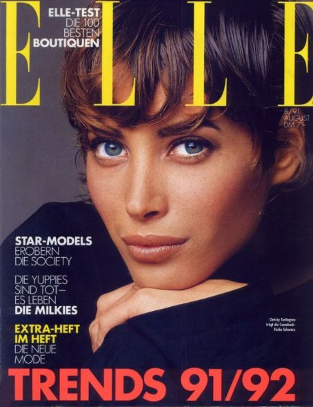 Christy Turlington, Elle Magazine August 1991 Cover Photo - Germany