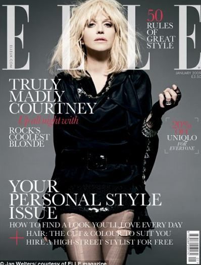 Courtney Love, Elle Magazine January 2009 Cover Photo - United Kingdom