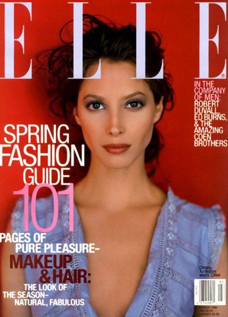 Christy Turlington, Elle Magazine March 1998 Cover Photo - United States