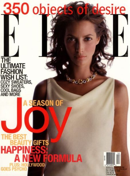 Christy Turlington, Elle Magazine December 1998 Cover Photo - United States