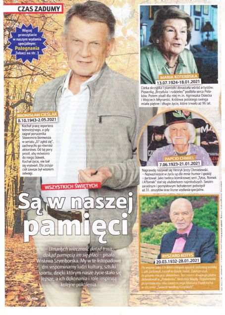 Bronisław Cieślak - Tele Tydzień Magazine Pictorial [Poland] (29 October 2021)