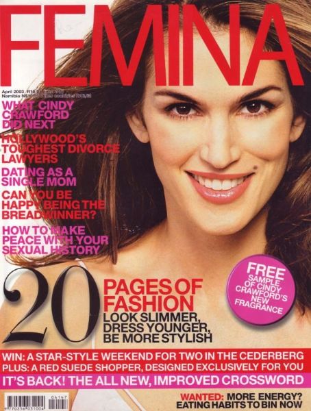 Cindy Crawford, Femina Magazine April 2003 Cover Photo - South Africa